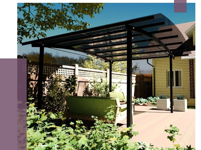 Навесы для террасы в Златоусте от 13145 руб. под ключ | ПРОЛЁТ-Злт