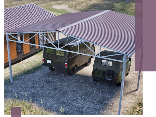 Двускатные навесы под ключ в Златоусте — изготовление и монтаж